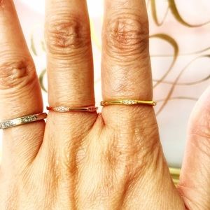 Lovers Lace Romantic Dainty Crystal Gold Ring S925